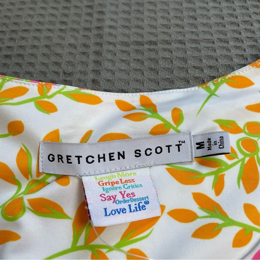 New Gretchen Scott Swerve Dress Medium Womens Palm Palm Multi Sleeveless - Picture 2 of 8